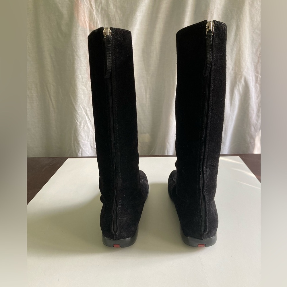 Prada Black Suede Leather Designer Riding Boots Size IT 38 US 7.5 to 8 - Picture 7 of 7